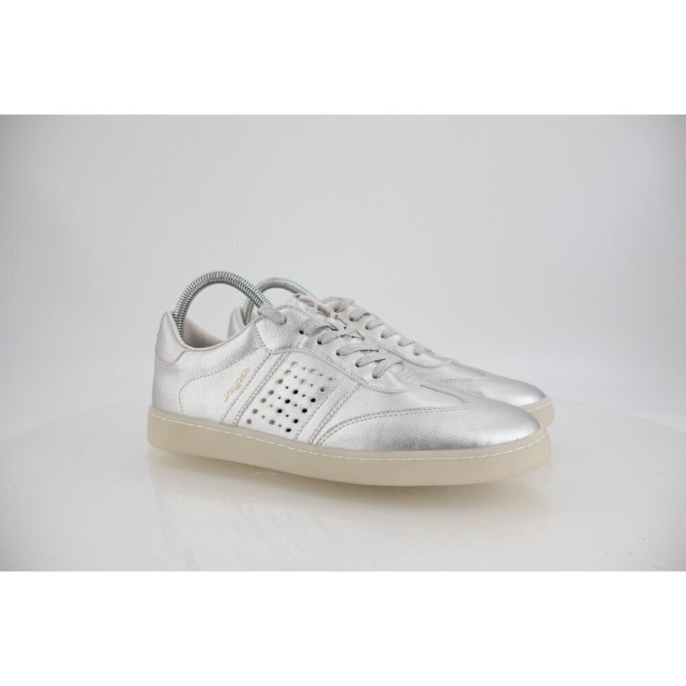 JSlides Hunter Sneaker Silver Faux Leather Low Top Casual Shoes Size 9 Lace Up